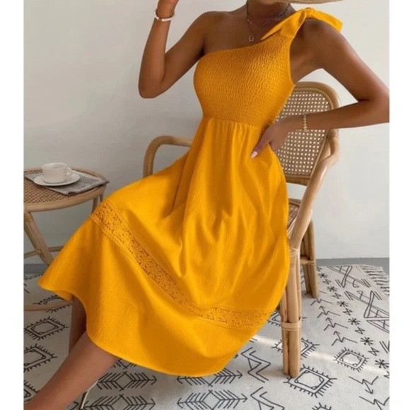 Boho One Shoulder Lace Minimalist Dress - Picture 3 of 14